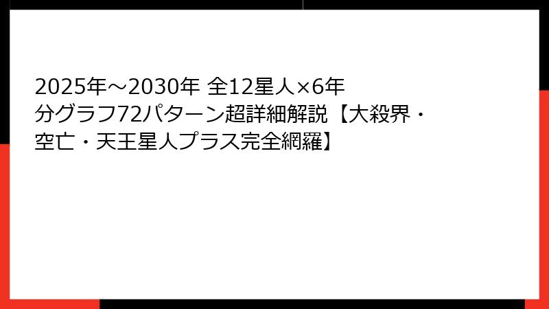 2025年〜2030年 全12星人×6年分グラフ72パターン超詳細解説【大殺界・空亡・天王星人プラス完全網羅】