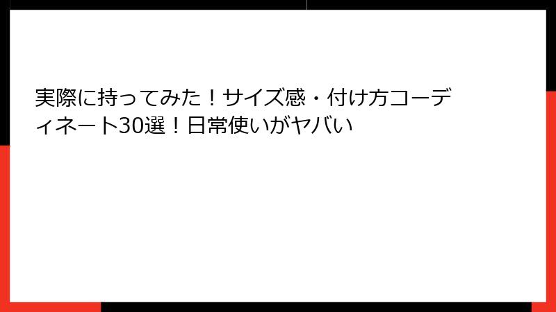 実際に持ってみた!サイズ感・付け方コーディネート30選!日常使いがヤバい
