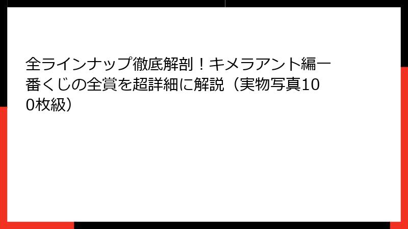全ラインナップ徹底解剖！キメラアント編一番くじの全賞を超詳細に解説（実物写真100枚級）