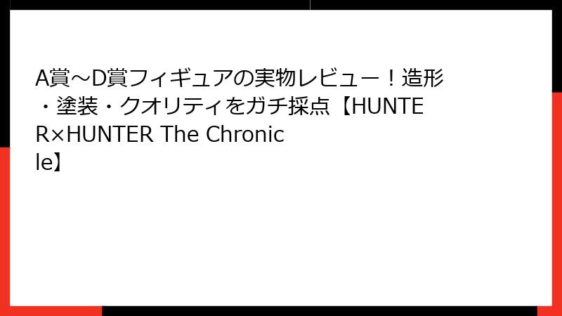 A賞～D賞フィギュアの実物レビュー！造形・塗装・クオリティをガチ採点【HUNTER×HUNTER The Chronicle】