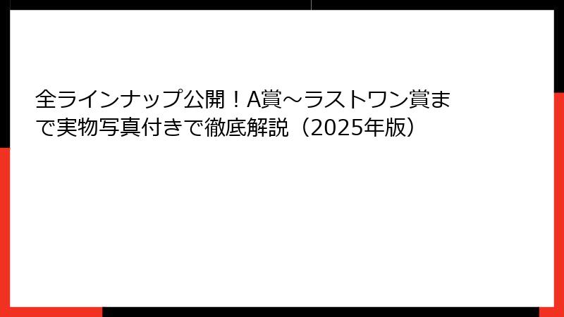 全ラインナップ公開！A賞～ラストワン賞まで実物写真付きで徹底解説（2025年版）