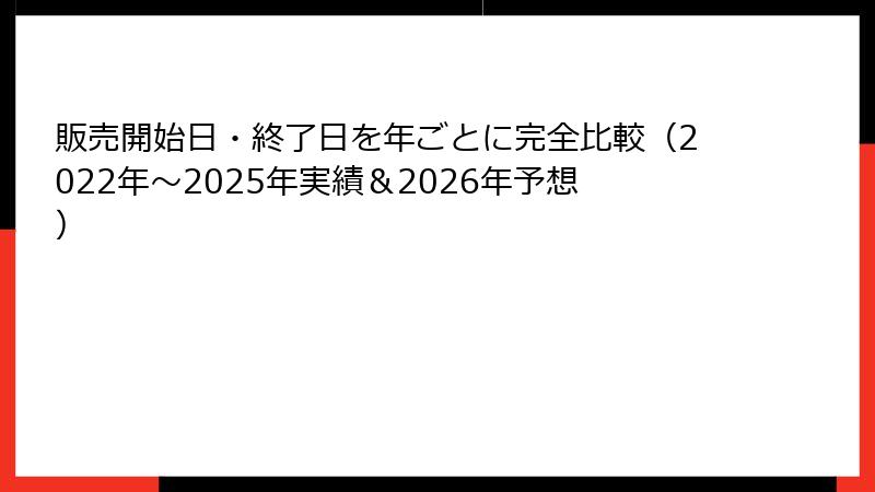 販売開始日・終了日を年ごとに完全比較（2022年〜2025年実績＆2026年予想）