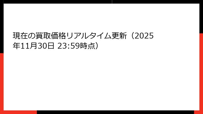 現在の買取価格リアルタイム更新（2025年11月30日 23:59時点）
