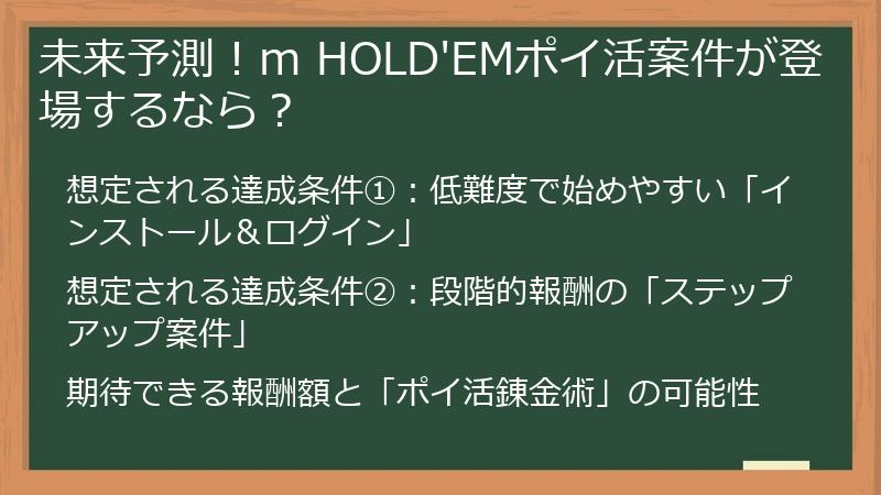 未来予測！m HOLD'EMポイ活案件が登場するなら？