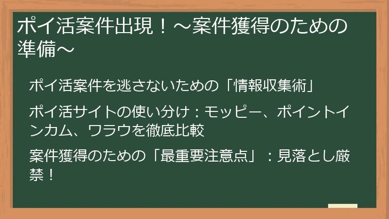 ポイ活案件出現！〜案件獲得のための準備〜