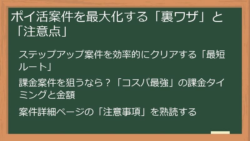 ポイ活案件を最大化する「裏ワザ」と「注意点」