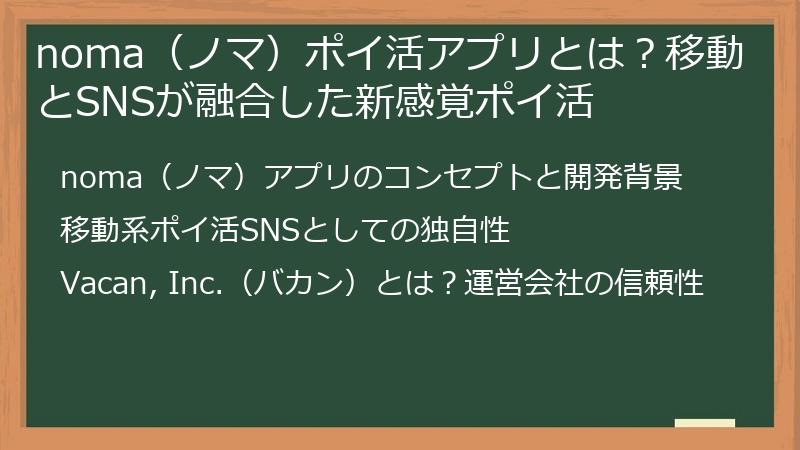 noma（ノマ）ポイ活アプリとは？移動とSNSが融合した新感覚ポイ活