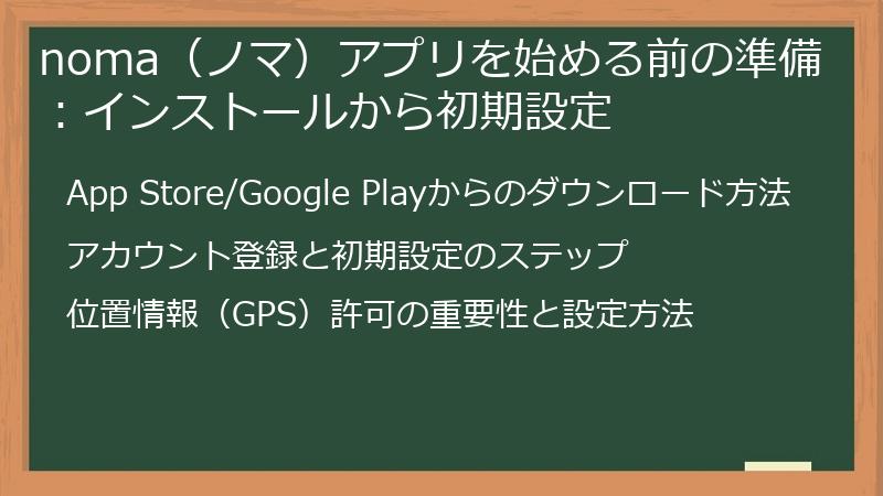 noma（ノマ）アプリを始める前の準備：インストールから初期設定