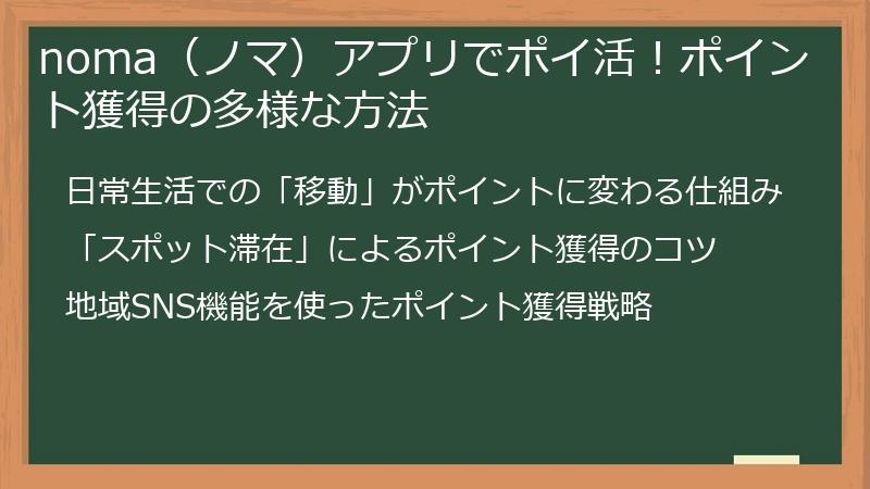 noma（ノマ）アプリでポイ活！ポイント獲得の多様な方法