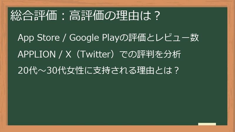 総合評価：高評価の理由は？