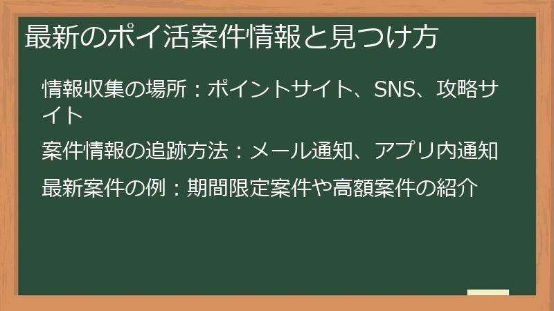 最新のポイ活案件情報と見つけ方