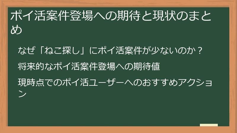 ポイ活案件登場への期待と現状のまとめ