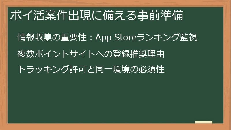 ポイ活案件出現に備える事前準備