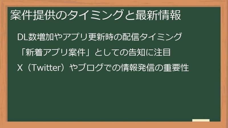 案件提供のタイミングと最新情報