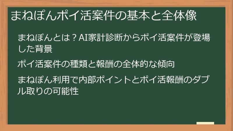 まねぽんポイ活案件の基本と全体像