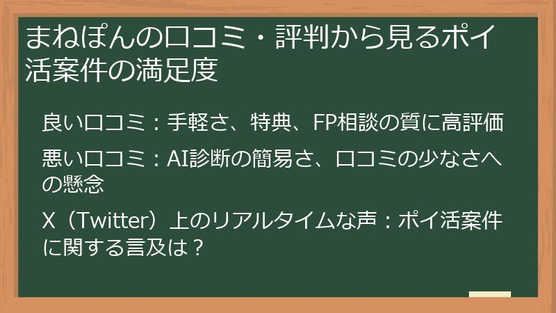 まねぽんの口コミ・評判から見るポイ活案件の満足度