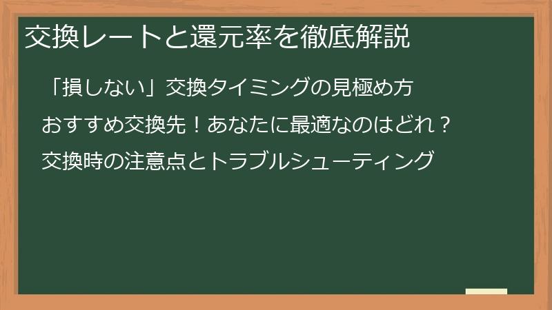 交換レートと還元率を徹底解説