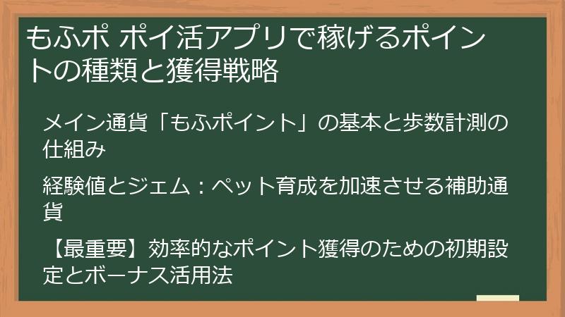 もふポ ポイ活アプリで稼げるポイントの種類と獲得戦略