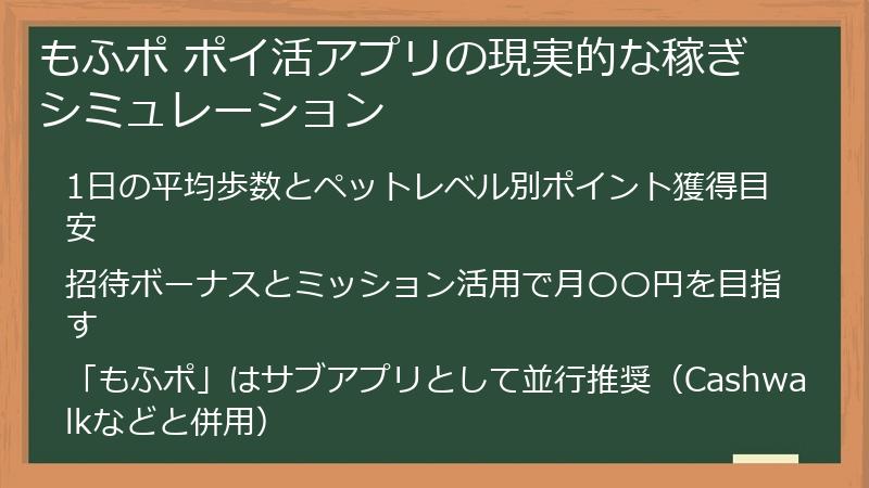 もふポ ポイ活アプリの現実的な稼ぎシミュレーション