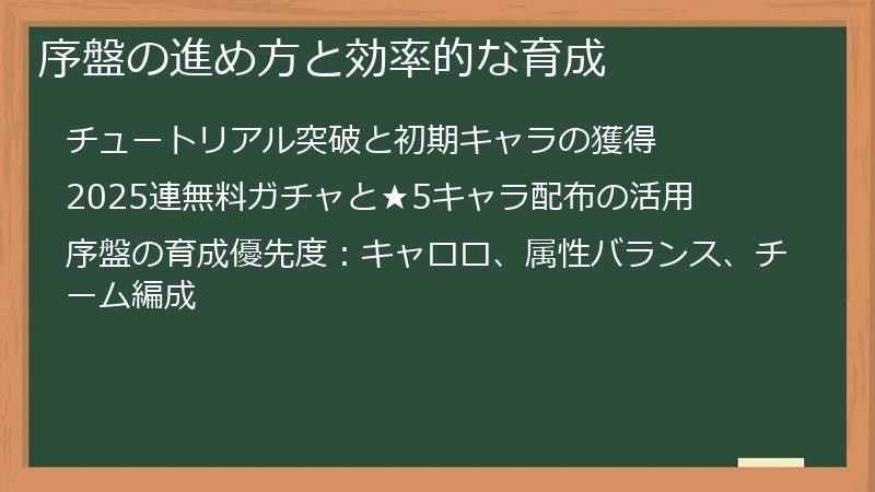 序盤の進め方と効率的な育成