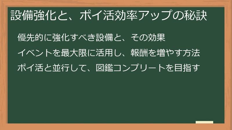 設備強化と、ポイ活効率アップの秘訣
