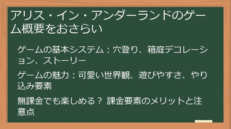アリス・イン・アンダーランドのゲーム概要をおさらい
