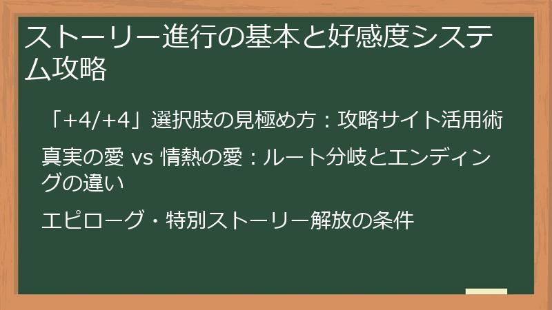 ストーリー進行の基本と好感度システム攻略