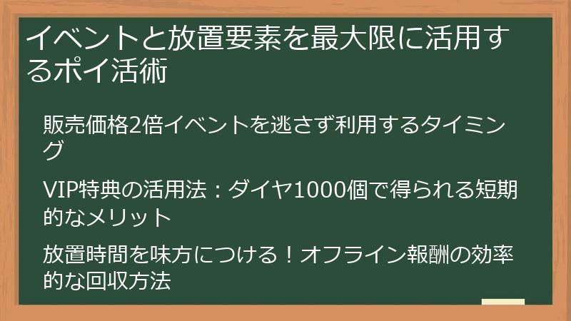 イベントと放置要素を最大限に活用するポイ活術