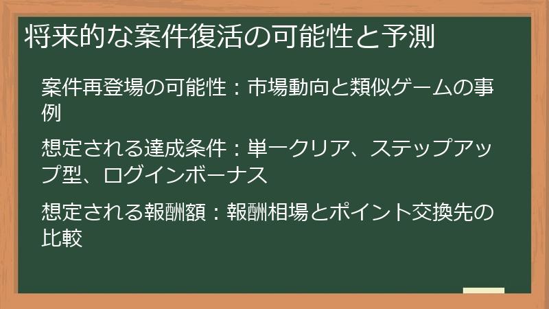 将来的な案件復活の可能性と予測