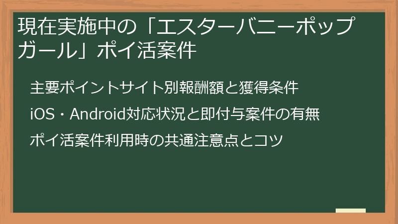 現在実施中の「エスターバニーポップガール」ポイ活案件