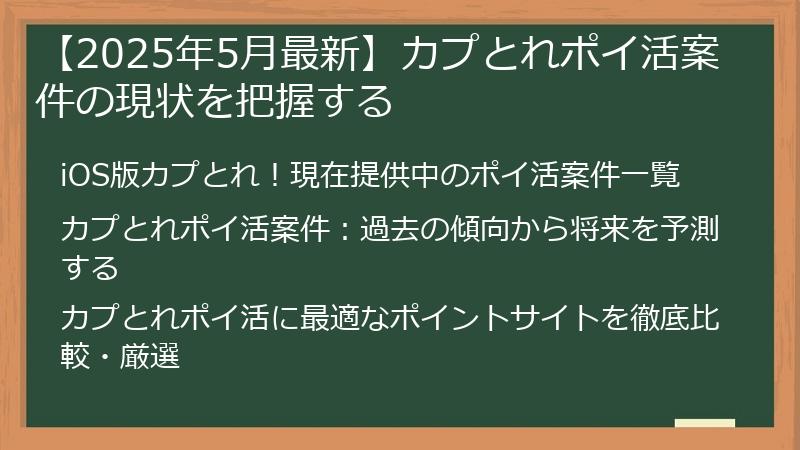 【2025年5月最新】カプとれポイ活案件の現状を把握する