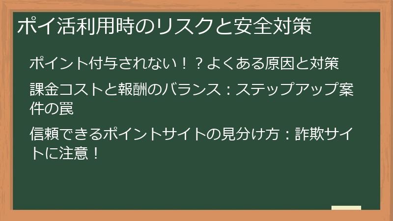 ポイ活利用時のリスクと安全対策