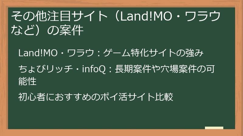 その他注目サイト（Land!MO・ワラウなど）の案件