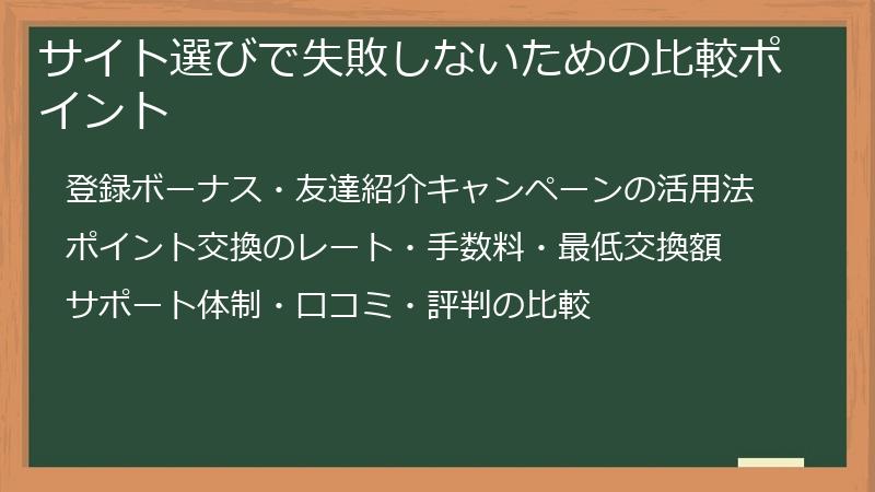 サイト選びで失敗しないための比較ポイント