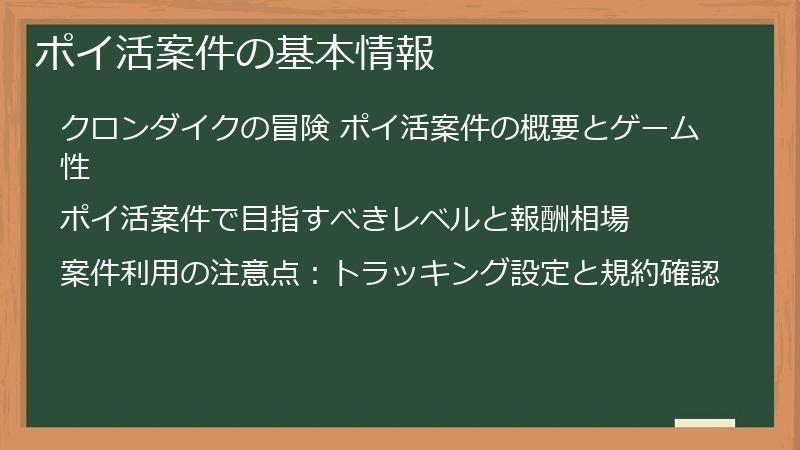 ポイ活案件の基本情報