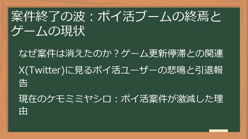 案件終了の波：ポイ活ブームの終焉とゲームの現状