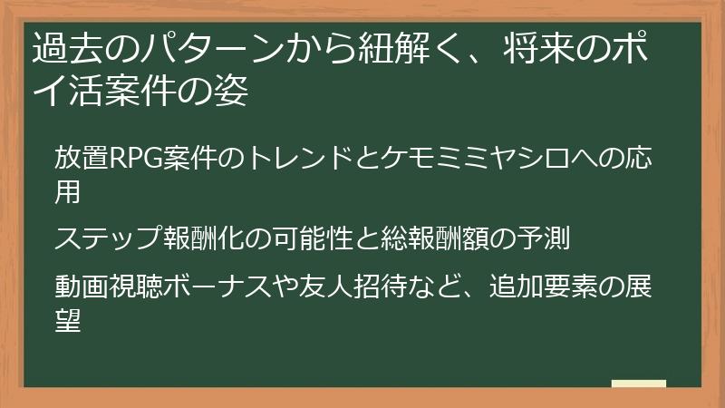過去のパターンから紐解く、将来のポイ活案件の姿