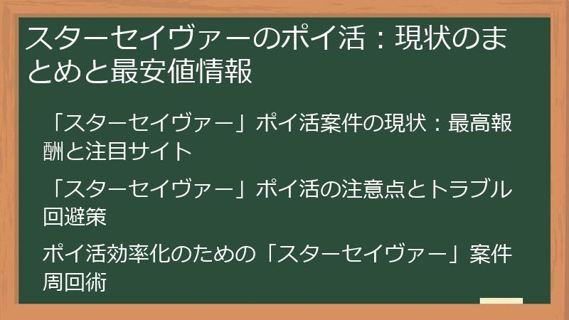スターセイヴァーのポイ活：現状のまとめと最安値情報