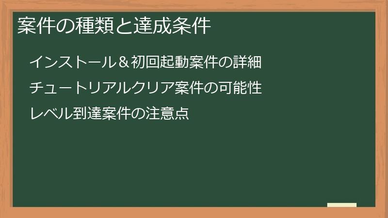 案件の種類と達成条件