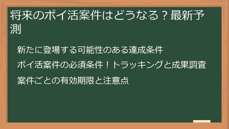 将来のポイ活案件はどうなる？最新予測