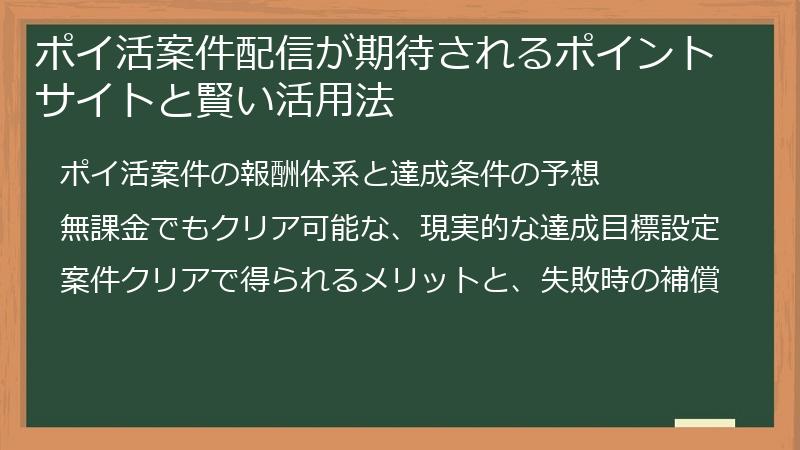 ポイ活案件配信が期待されるポイントサイトと賢い活用法