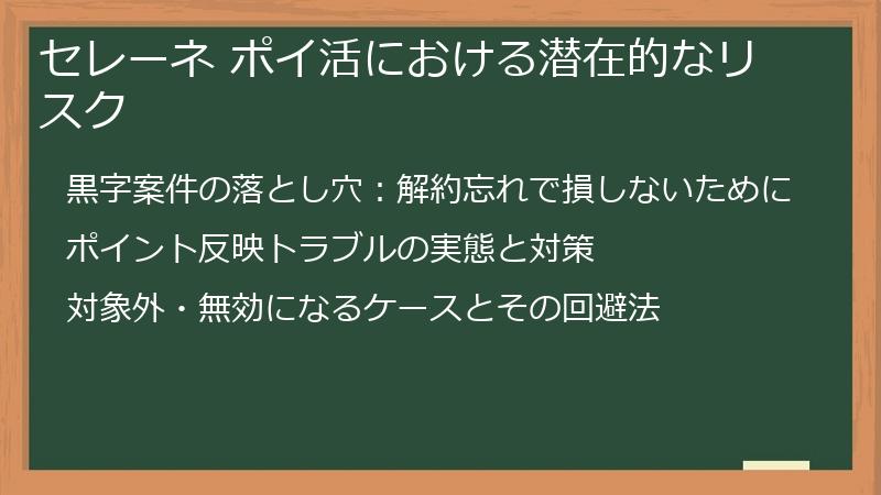 セレーネ ポイ活における潜在的なリスク