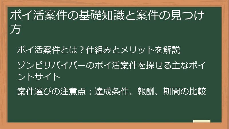 ポイ活案件の基礎知識と案件の見つけ方