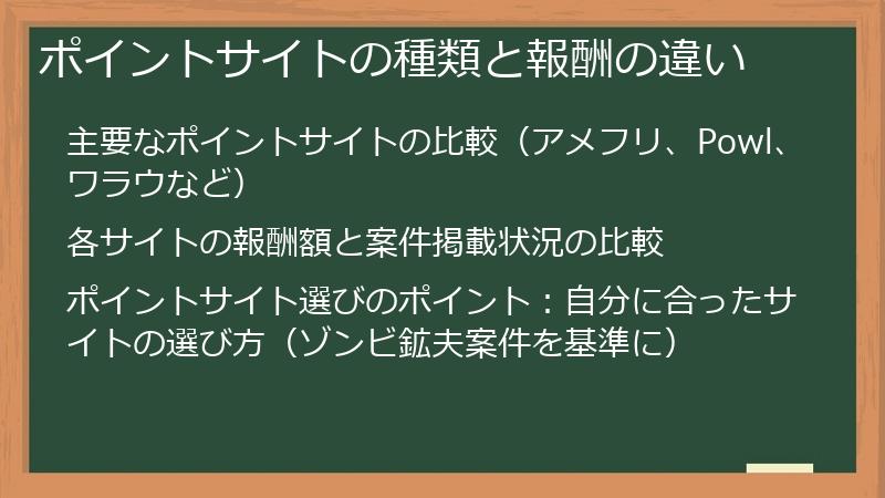 ポイントサイトの種類と報酬の違い