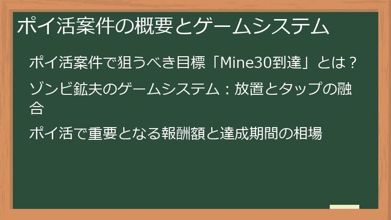 ポイ活案件の概要とゲームシステム