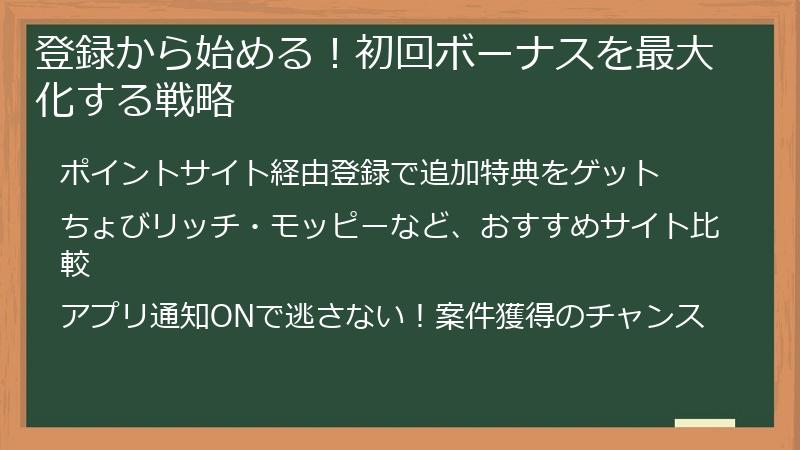 登録から始める！初回ボーナスを最大化する戦略