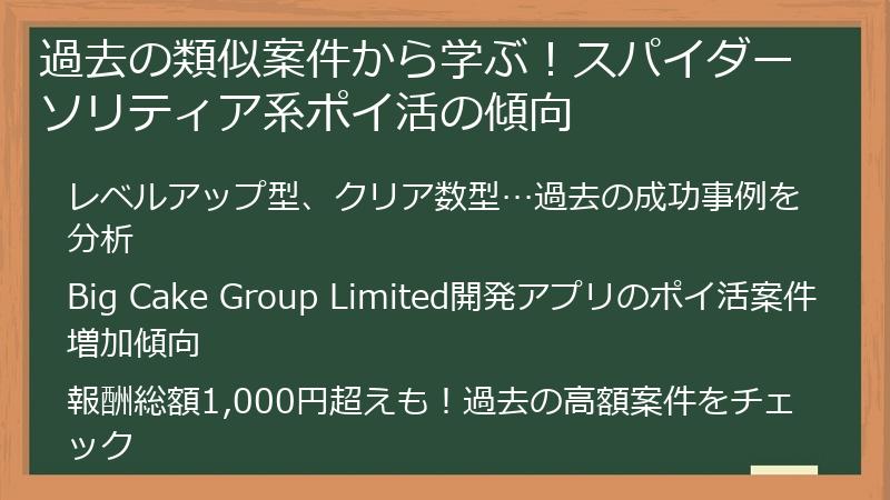 過去の類似案件から学ぶ！スパイダーソリティア系ポイ活の傾向