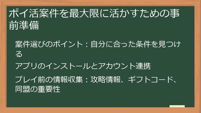 ポイ活案件を最大限に活かすための事前準備