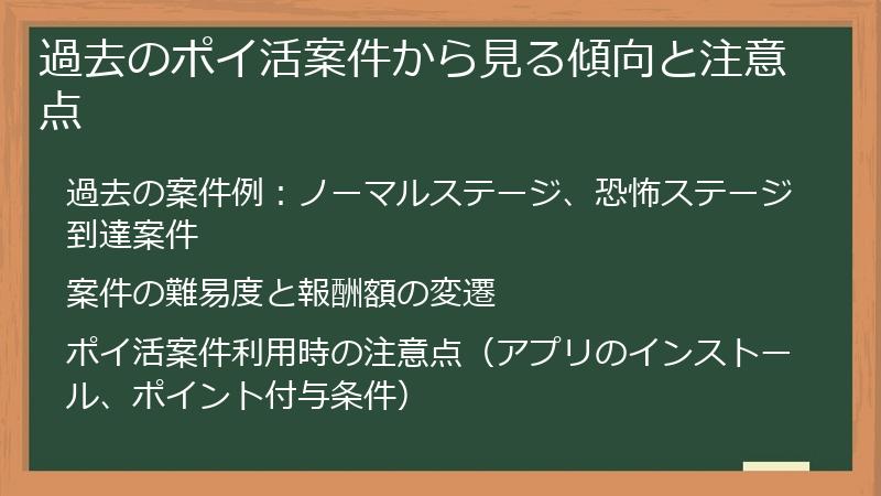過去のポイ活案件から見る傾向と注意点