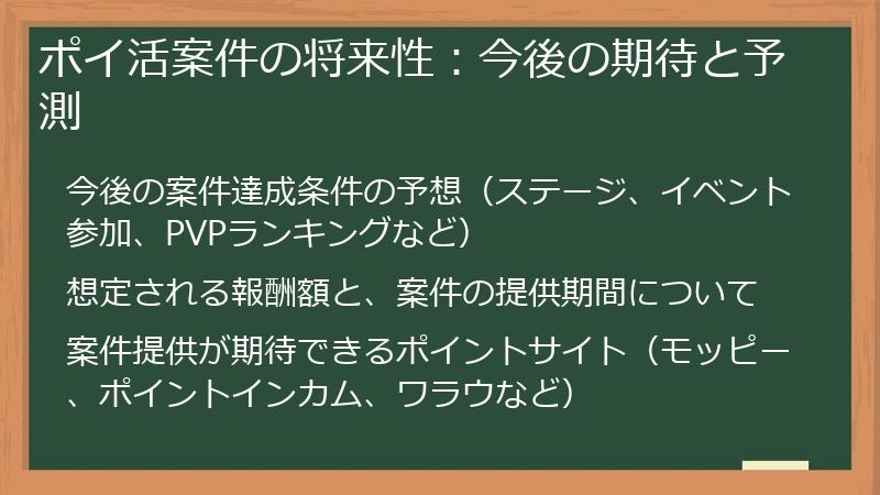 ポイ活案件の将来性：今後の期待と予測